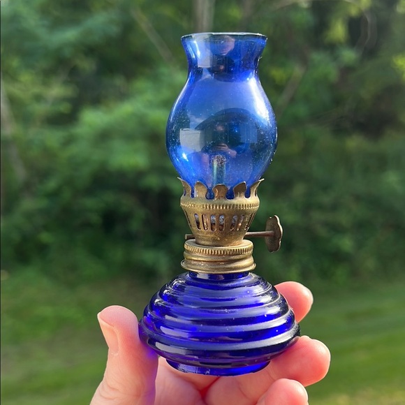 Vintage Other - Vintage cobalt blue glass mini oil lamp